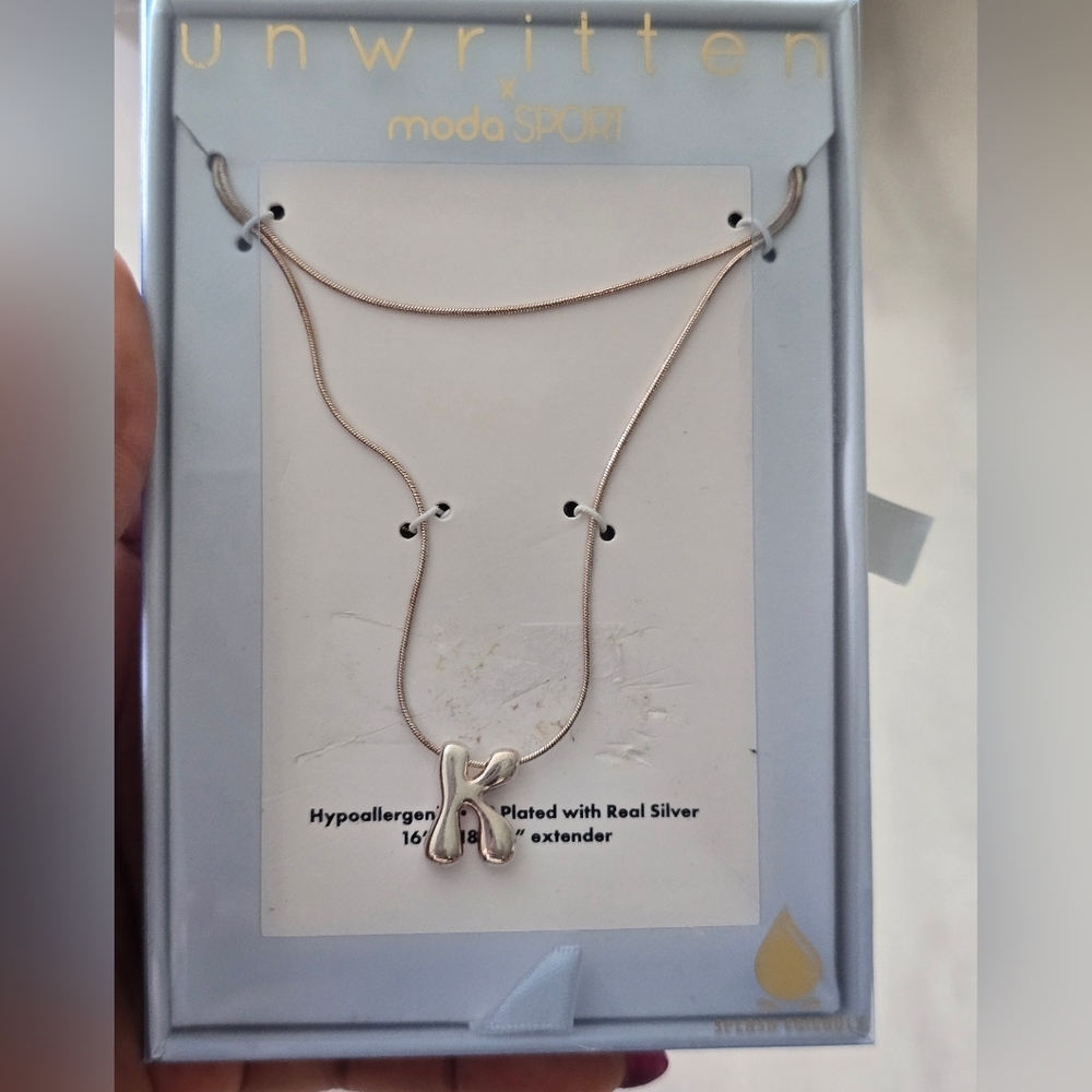 Unwritten Silver Letter 'K' Initial Necklace Women New